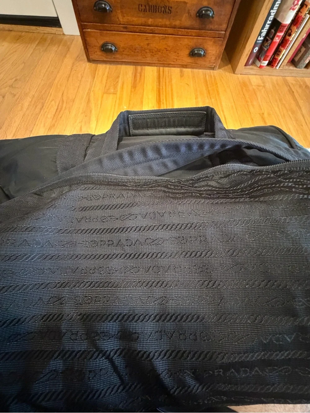 Prada Black Nylon Duffel Bag with Logo Plaque